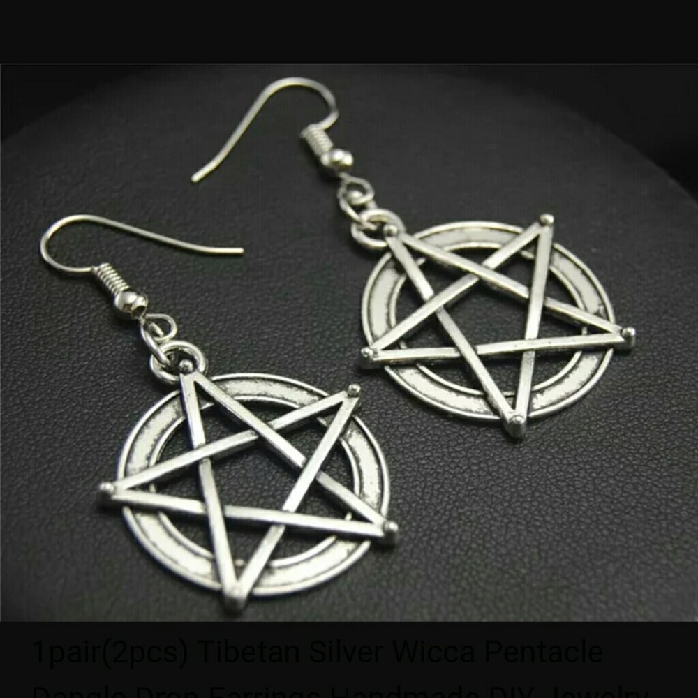 Pentagram earrings star w bonus crystals